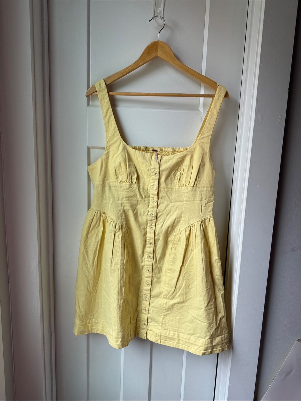 Free People Yellow Oxford Square Neck Dress